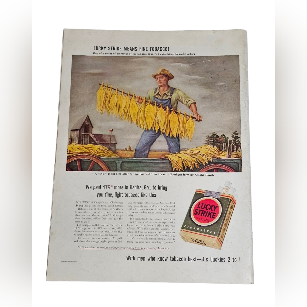 Life 1942 Lucky Strike Cigarettes Tobacco Ad Painting by Arnold Blanch Hahira Ga